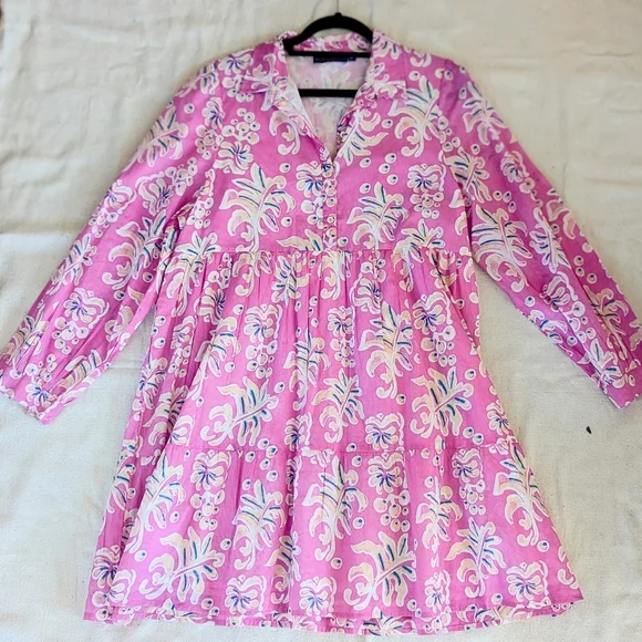 Tuckernuck Ro's Pink Floral Elvira Short Mini Dress XL - Picture 2 of 13
